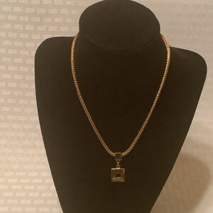 Vintage Monet Gold-tone Square Pendant Necklace